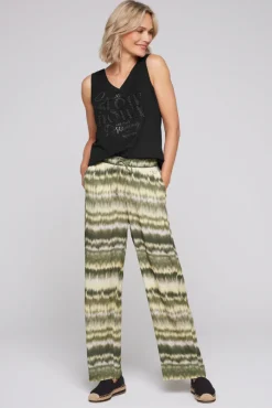 Fashion CAMP DAVID & SOCCX Gemusterte Palazzo-Hose mit Elastikbund desert olive | XXL desertolive