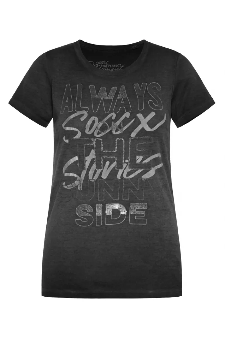 Cheap CAMP DAVID & SOCCX Geripptes T-Shirt mit Artwork black