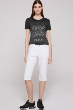 Cheap CAMP DAVID & SOCCX Geripptes T-Shirt mit Artwork black