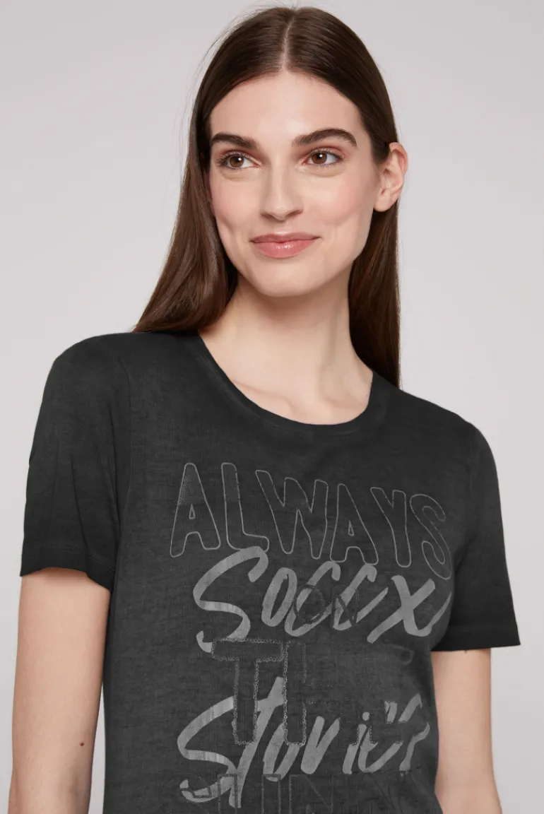 Cheap CAMP DAVID & SOCCX Geripptes T-Shirt mit Artwork black