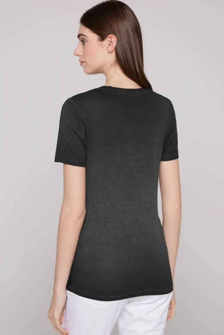 Cheap CAMP DAVID & SOCCX Geripptes T-Shirt mit Artwork black