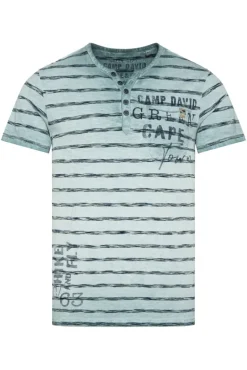 Store CAMP DAVID & SOCCX Gestreiftes Henley-Shirt mit Brusttasche teal