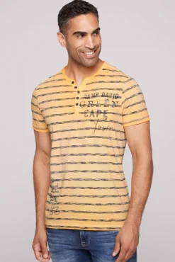 Clearance CAMP DAVID & SOCCX Gestreiftes Henley-Shirt mit Brusttasche sunrise orange sunriseorange