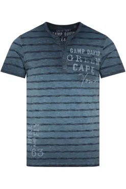 Store CAMP DAVID & SOCCX Gestreiftes Henley-Shirt mit Brusttasche blue navy bluenavy