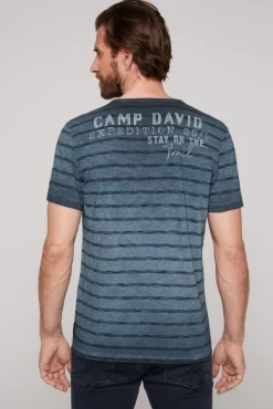 Store CAMP DAVID & SOCCX Gestreiftes Henley-Shirt mit Brusttasche blue navy bluenavy
