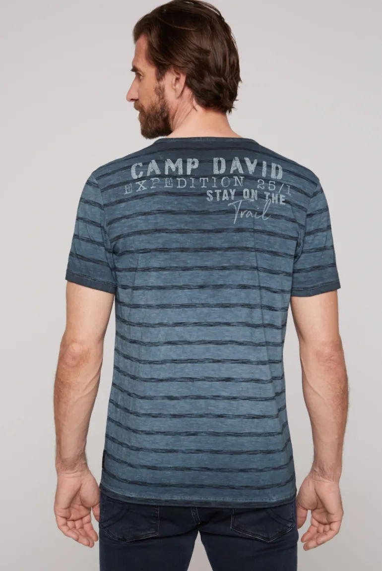 Store CAMP DAVID & SOCCX Gestreiftes Henley-Shirt mit Brusttasche blue navy bluenavy