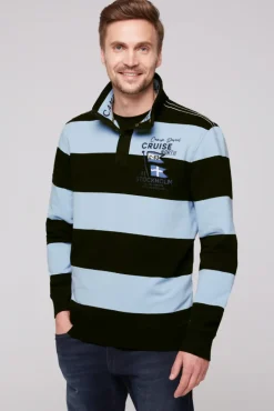 Fashion CAMP DAVID & SOCCX Gestreiftes Troyer-Sweatshirt mit Artworks black