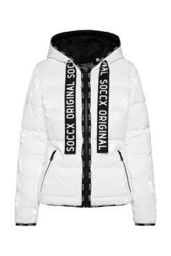 Flash Sale CAMP DAVID & SOCCX Glänzende Steppjacke mit Samt-Optik white