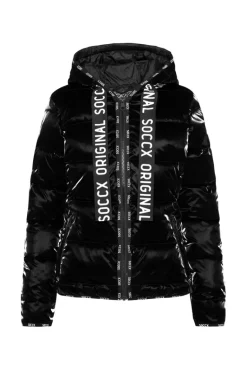 Flash Sale CAMP DAVID & SOCCX Glänzende Steppjacke mit Samt-Optik black