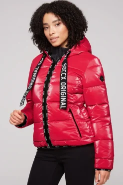 Online CAMP DAVID & SOCCX Glänzende Steppjacke mit Samt-Optik clear red clearred