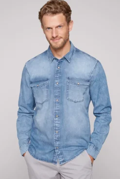 Sale CAMP DAVID & SOCCX Hemd aus Denim Regular Fit light blue bleached lightbluebleached