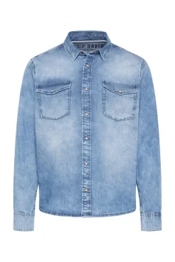 Sale CAMP DAVID & SOCCX Hemd aus Denim Regular Fit light blue bleached lightbluebleached