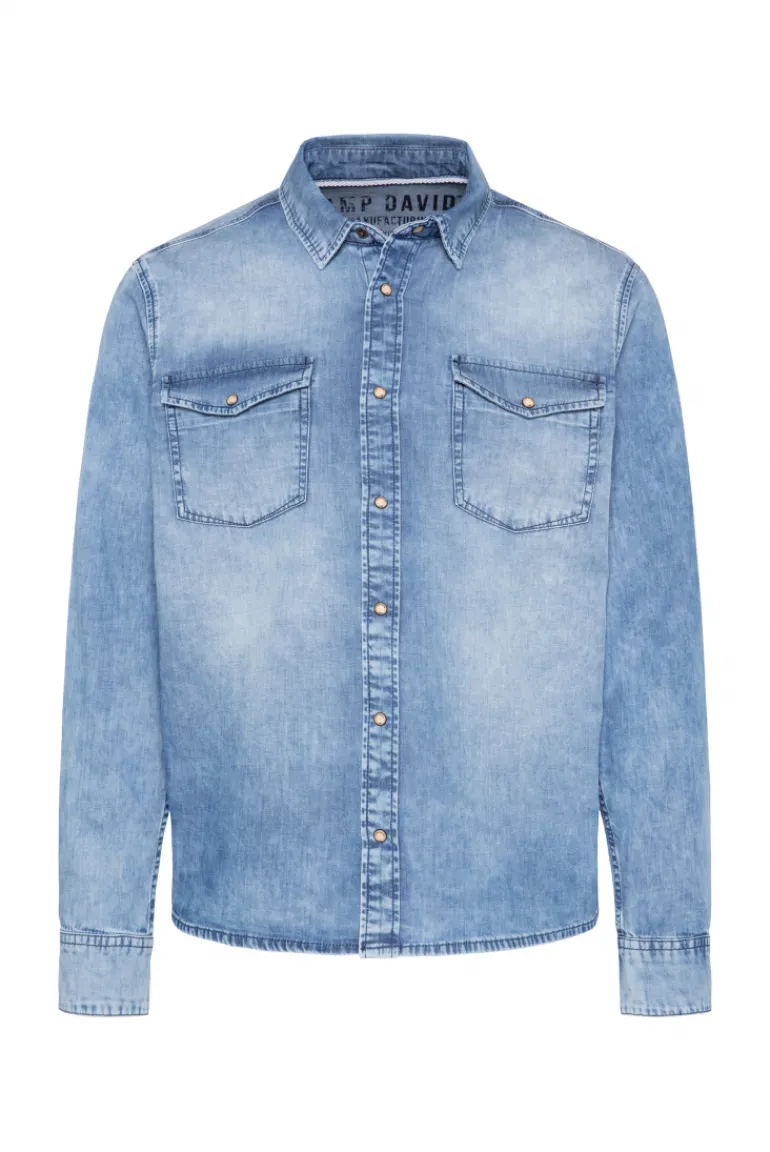 Sale CAMP DAVID & SOCCX Hemd aus Denim Regular Fit light blue bleached lightbluebleached