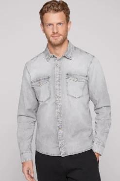 Hot CAMP DAVID & SOCCX Hemd aus Denim Regular Fit light grey bleached lightgreybleached