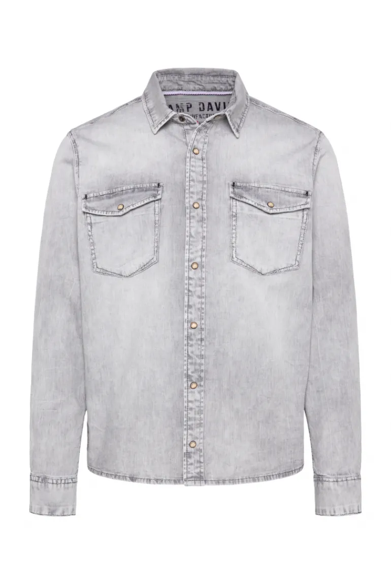 Hot CAMP DAVID & SOCCX Hemd aus Denim Regular Fit light grey bleached lightgreybleached