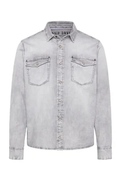 Fashion CAMP DAVID & SOCCX Hemd aus Denim Regular Fit light grey bleached lightgreybleached