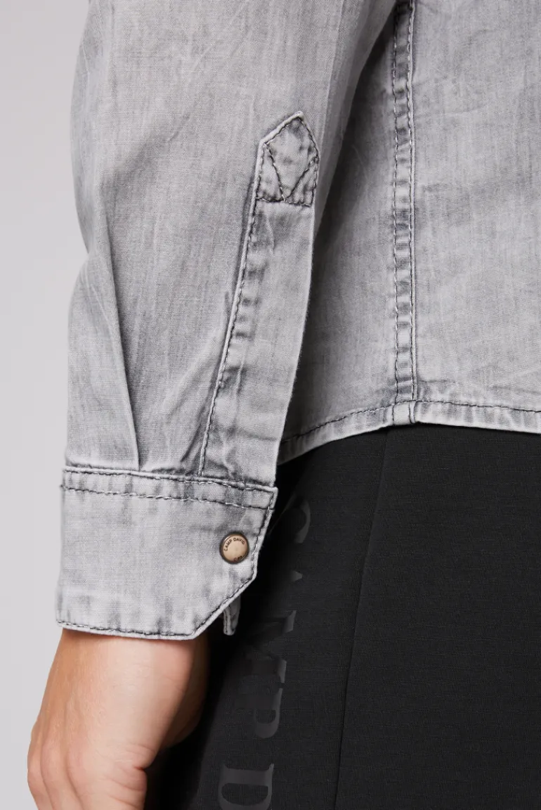 Fashion CAMP DAVID & SOCCX Hemd aus Denim Regular Fit light grey bleached lightgreybleached