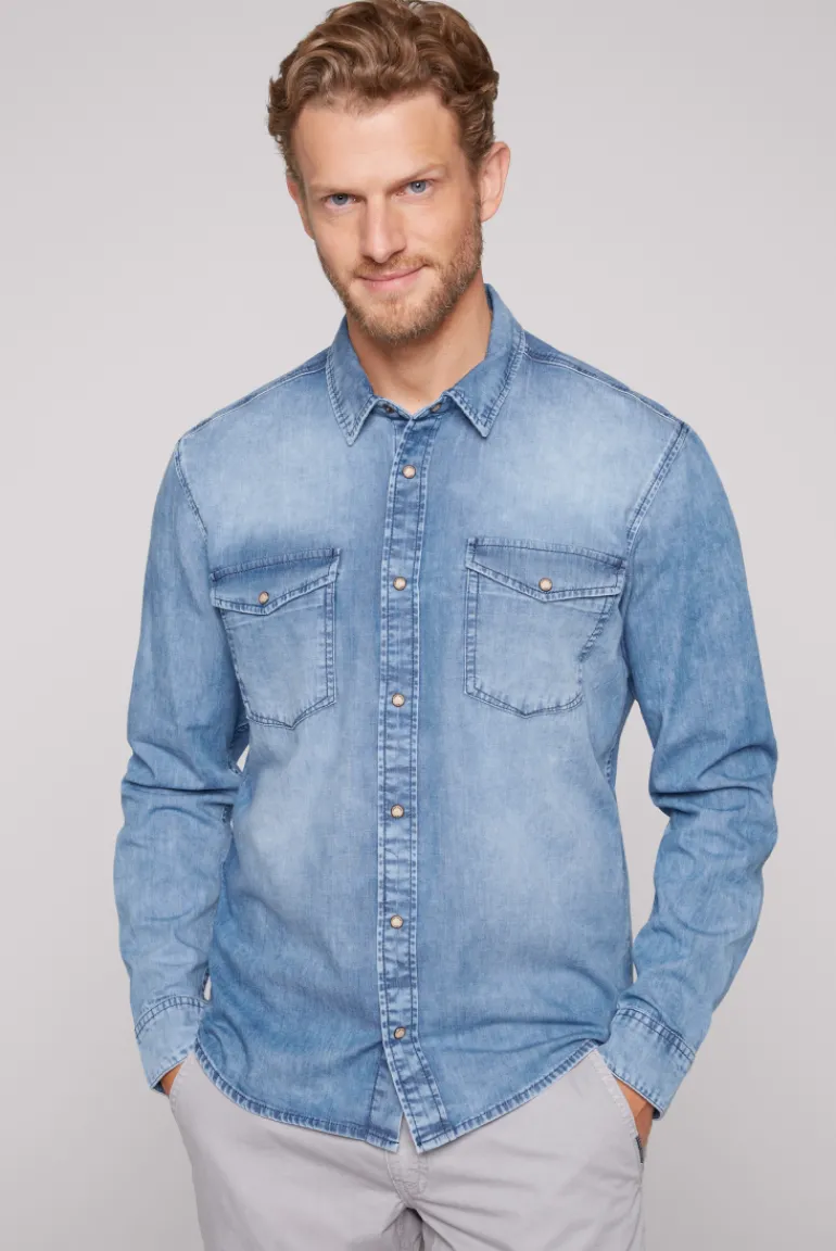 Online CAMP DAVID & SOCCX Hemd aus Denim Regular Fit light blue bleached lightbluebleached