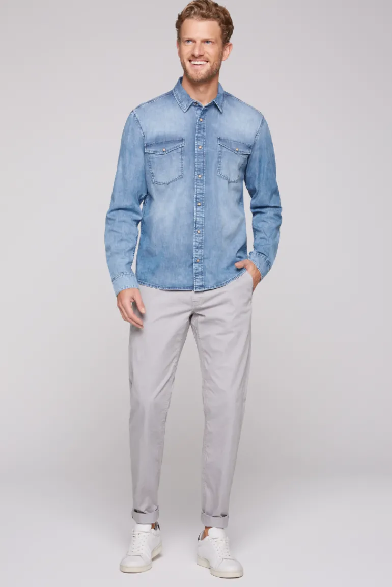 Online CAMP DAVID & SOCCX Hemd aus Denim Regular Fit light blue bleached lightbluebleached