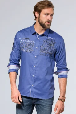 Best CAMP DAVID & SOCCX Hemd mit Dobby-Struktur und Artworks denim blue | L denimblue