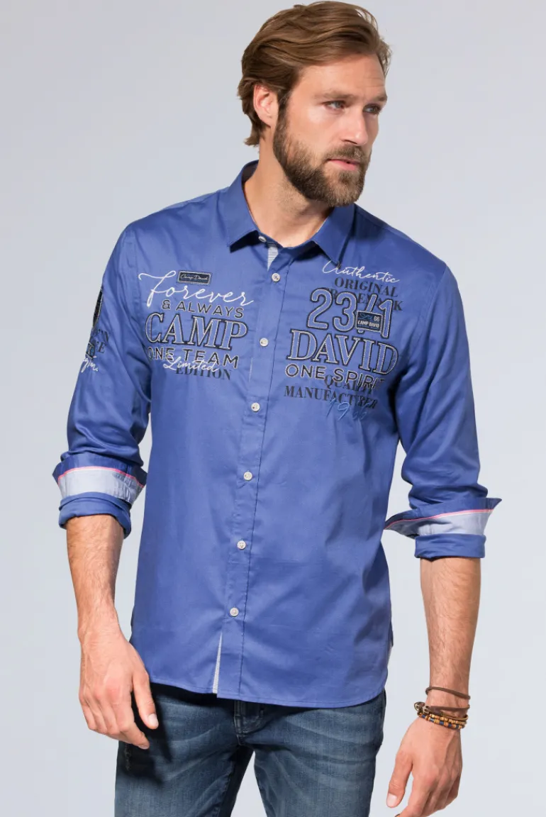 Best CAMP DAVID & SOCCX Hemd mit Dobby-Struktur und Artworks denim blue | L denimblue