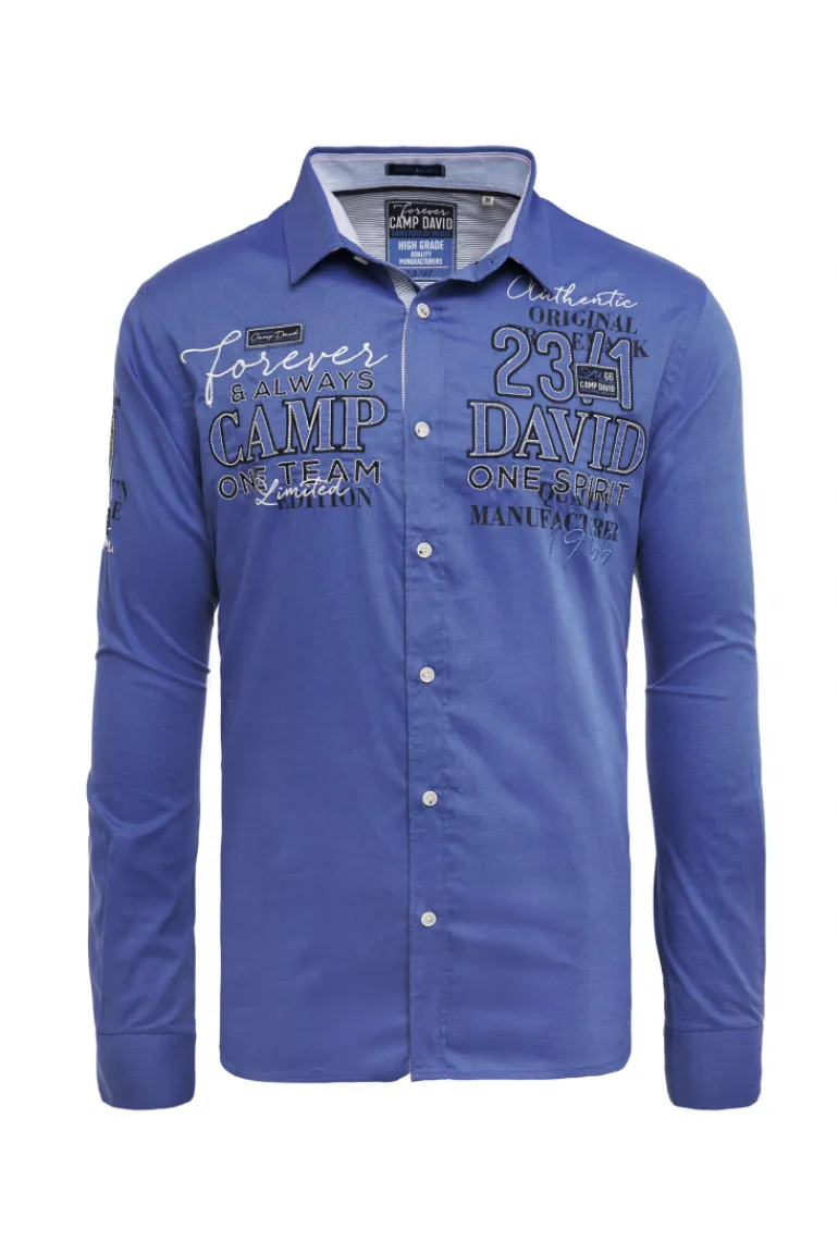 Best CAMP DAVID & SOCCX Hemd mit Dobby-Struktur und Artworks denim blue | L denimblue