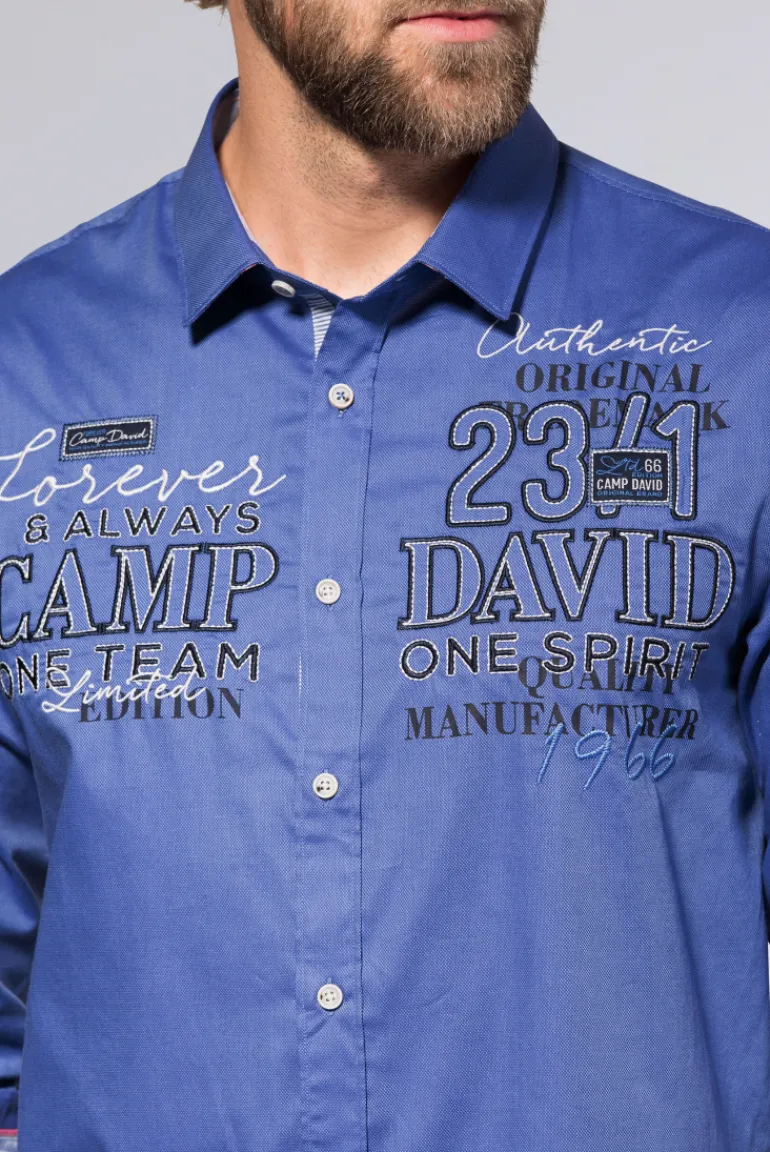 Best CAMP DAVID & SOCCX Hemd mit Dobby-Struktur und Artworks denim blue | L denimblue