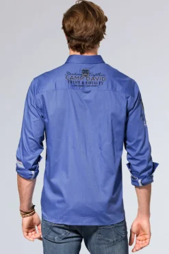 Best CAMP DAVID & SOCCX Hemd mit Dobby-Struktur und Artworks denim blue | L denimblue