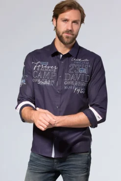 Fashion CAMP DAVID & SOCCX Hemd mit Dobby-Struktur und Artworks blue navy bluenavy