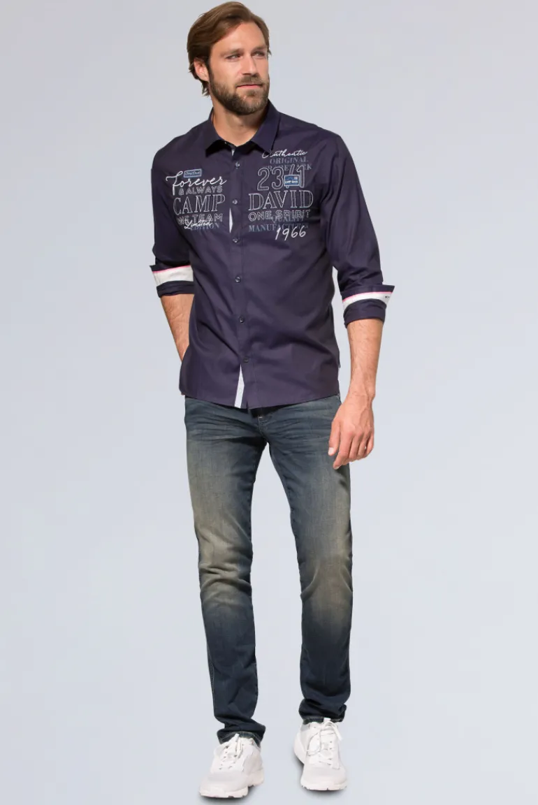 Fashion CAMP DAVID & SOCCX Hemd mit Dobby-Struktur und Artworks blue navy bluenavy