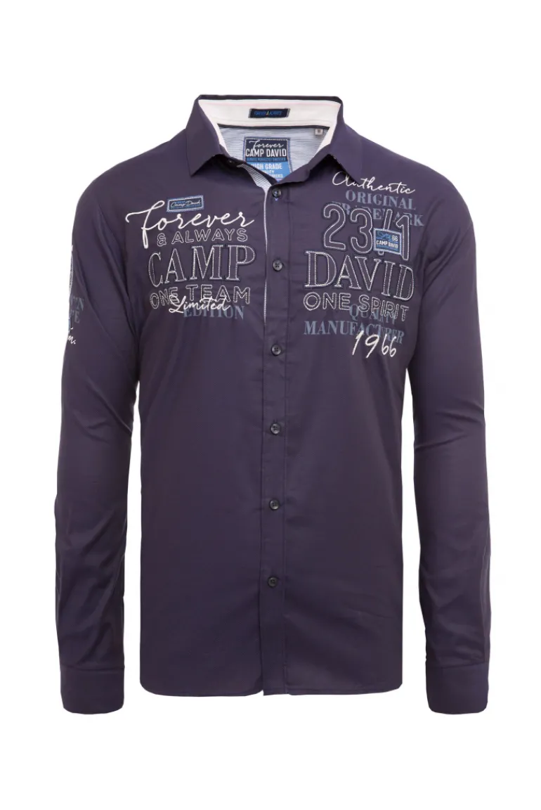 Outlet CAMP DAVID & SOCCX Hemd mit Dobby-Struktur und Artworks blue navy bluenavy