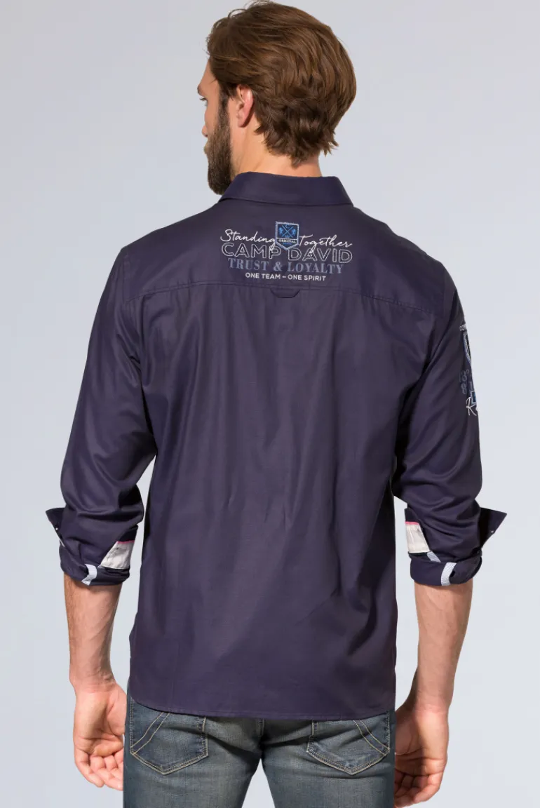 Outlet CAMP DAVID & SOCCX Hemd mit Dobby-Struktur und Artworks blue navy bluenavy
