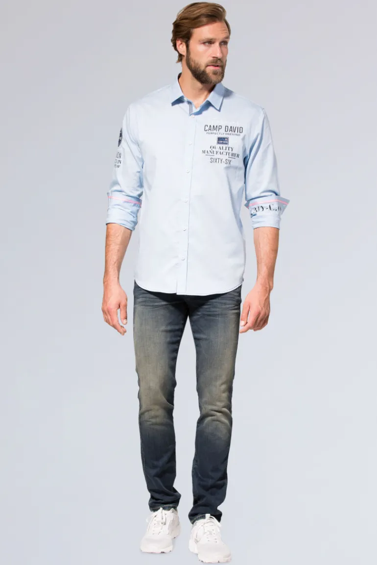 Cheap CAMP DAVID & SOCCX Hemd mit Webstruktur und Artworks, Regular Fit light blue lightblue