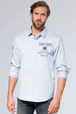 Sale CAMP DAVID & SOCCX Hemd mit Webstruktur und Artworks, Regular Fit light blue lightblue