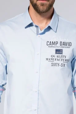 Sale CAMP DAVID & SOCCX Hemd mit Webstruktur und Artworks, Regular Fit light blue lightblue