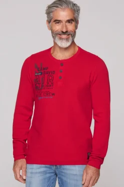Flash Sale CAMP DAVID & SOCCX Henley-Pullover Stone Washed flight red flightred