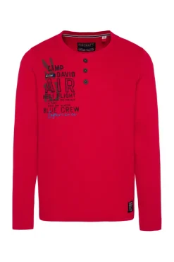 Flash Sale CAMP DAVID & SOCCX Henley-Pullover Stone Washed flight red flightred