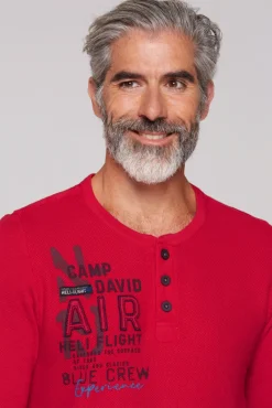 Flash Sale CAMP DAVID & SOCCX Henley-Pullover Stone Washed flight red flightred