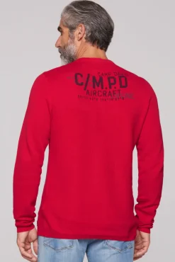 Flash Sale CAMP DAVID & SOCCX Henley-Pullover Stone Washed flight red flightred