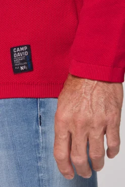Flash Sale CAMP DAVID & SOCCX Henley-Pullover Stone Washed flight red flightred