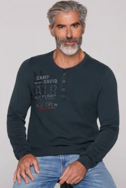 Cheap CAMP DAVID & SOCCX Henley-Pullover Stone Washed blue navy bluenavy