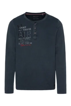 Cheap CAMP DAVID & SOCCX Henley-Pullover Stone Washed blue navy bluenavy