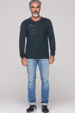 Cheap CAMP DAVID & SOCCX Henley-Pullover Stone Washed blue navy bluenavy