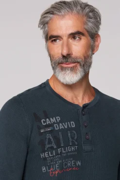 Cheap CAMP DAVID & SOCCX Henley-Pullover Stone Washed blue navy bluenavy