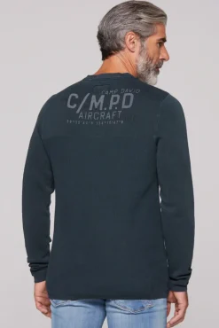 Cheap CAMP DAVID & SOCCX Henley-Pullover Stone Washed blue navy bluenavy