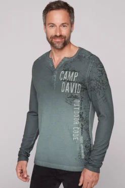 Cheap CAMP DAVID & SOCCX Henley-Shirt aus Waffelpikee deep forest deepforest