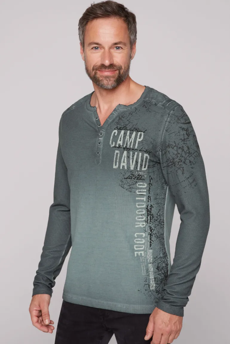 Cheap CAMP DAVID & SOCCX Henley-Shirt aus Waffelpikee deep forest deepforest