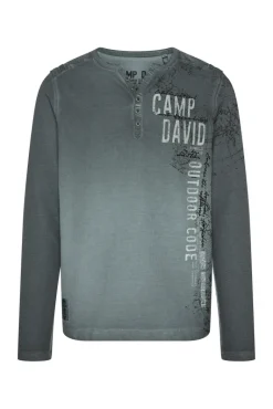 Cheap CAMP DAVID & SOCCX Henley-Shirt aus Waffelpikee deep forest deepforest