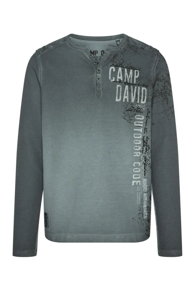 Cheap CAMP DAVID & SOCCX Henley-Shirt aus Waffelpikee deep forest deepforest