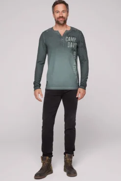 Cheap CAMP DAVID & SOCCX Henley-Shirt aus Waffelpikee deep forest deepforest
